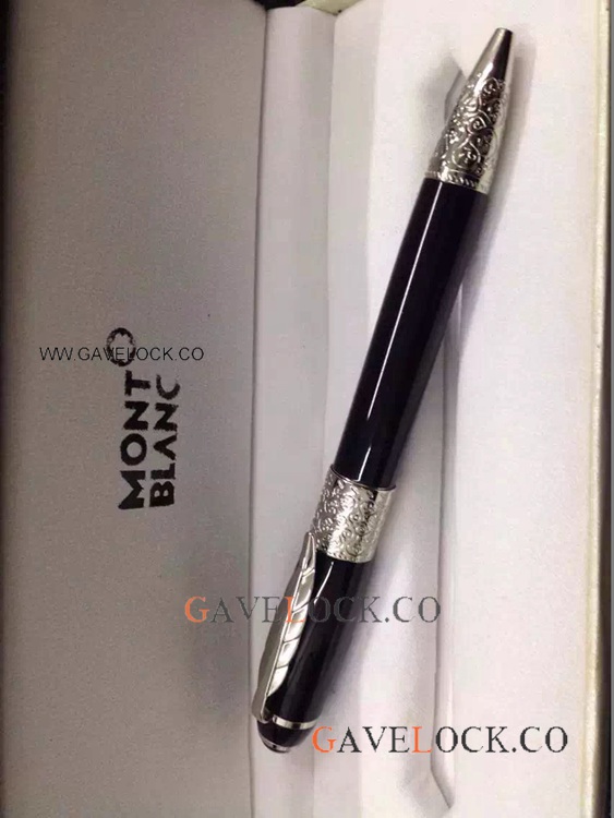 Daniel Defoe Writers Edition Black And Silver Ballpoint Pen Copy Mont blanc Pen Knock Off